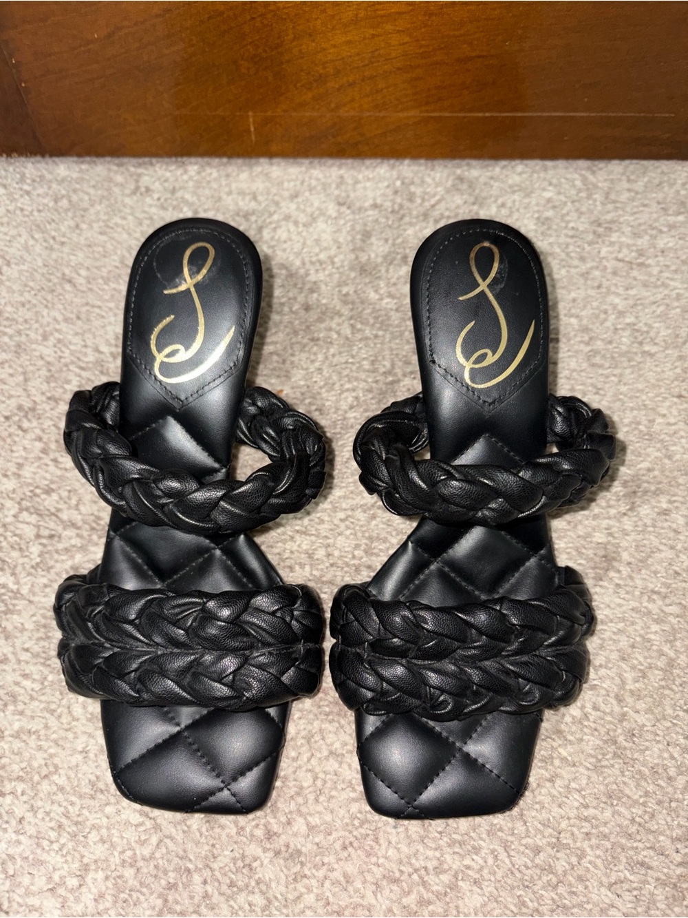 Sam Edelman Meghan Black Braided Double-Strap Slide Sandals